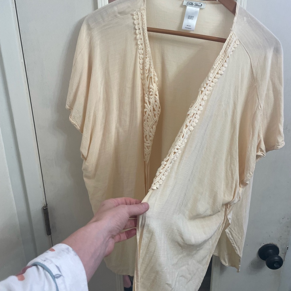 The Pioneer Woman Cream Fabric Kimono Swim Cover